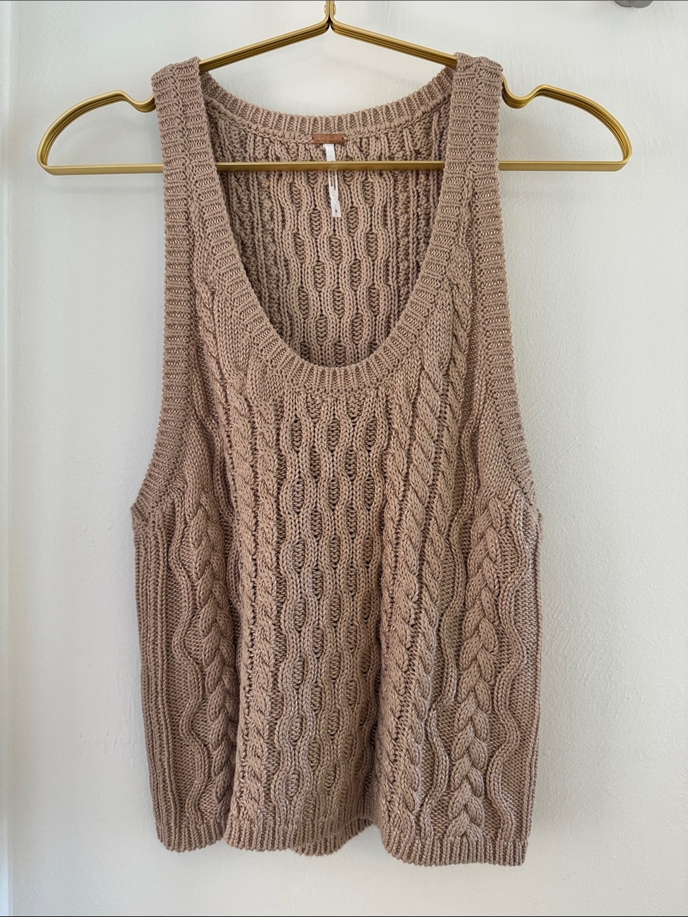 Free People High Tide Cable Knit Sleeveless Sweater Tank - S